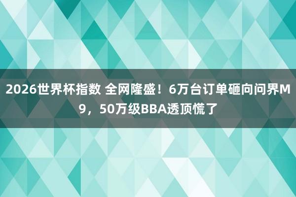 2026世界杯指数 全网隆盛!6万台订单砸向问界M9,50万级BBA透顶慌了