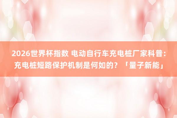 2026世界杯指数 电动自行车充电桩厂家科普：充电桩短路保护机制是何如的？「量子新能」