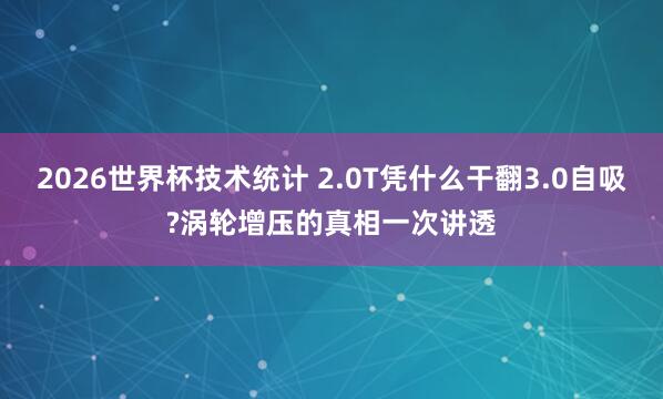 2026世界杯技术统计 2.0T凭什么干翻3.0自吸?涡轮增压的真相一次讲透
