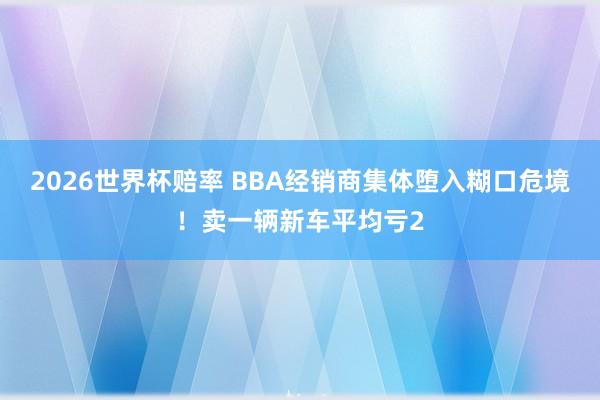 2026世界杯赔率 BBA经销商集体堕入糊口危境!卖一辆新车平均亏2