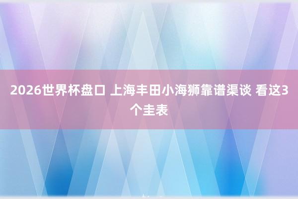 2026世界杯盘口 上海丰田小海狮靠谱渠谈 看这3个圭表