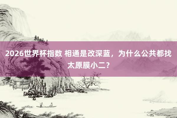2026世界杯指数 相通是改深蓝,为什么公共都找太原膜小二?