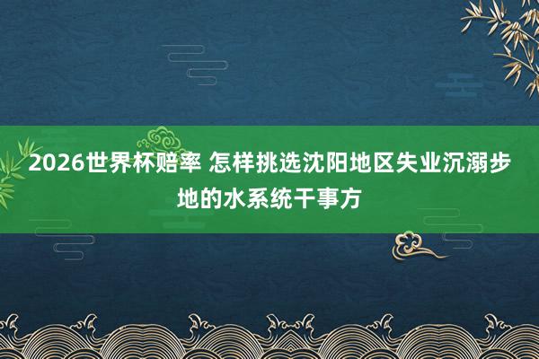 2026世界杯赔率 怎样挑选沈阳地区失业沉溺步地的水系统干事方