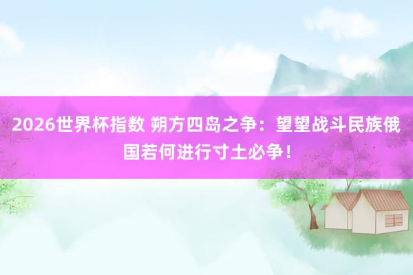 2026世界杯指数 朔方四岛之争:望望战斗民族俄国若何进行寸土必争!