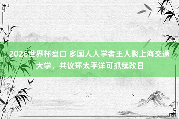 2026世界杯盘口 多国人人学者王人聚上海交通大学,共议环太平洋可抓续改日