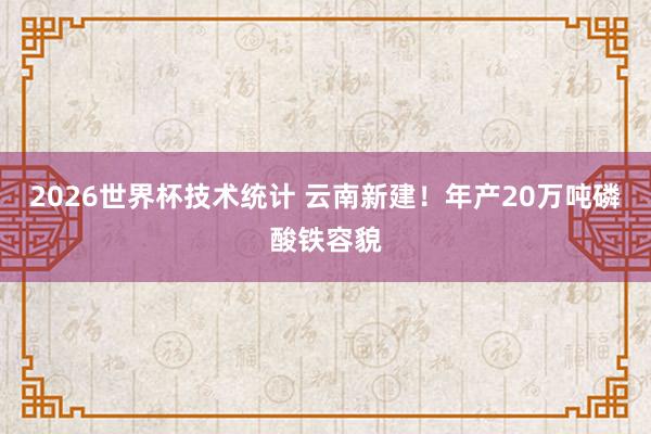 2026世界杯技术统计 云南新建！年产20万吨磷酸铁容貌