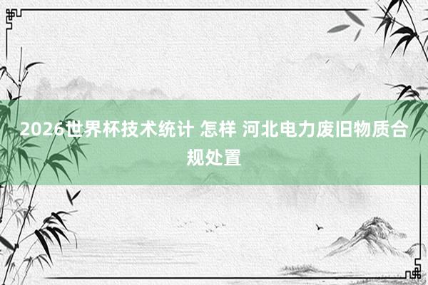 2026世界杯技术统计 怎样 河北电力废旧物质合规处置