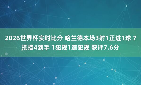 2026世界杯实时比分 哈兰德本场3射1正进1球 7抵挡4到手 1犯规1造犯规 获评7.6分