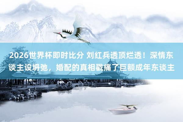 2026世界杯即时比分 刘红兵透顶烂透!深情东谈主设坍弛,婚配的真相戳痛了巨额成年东谈主