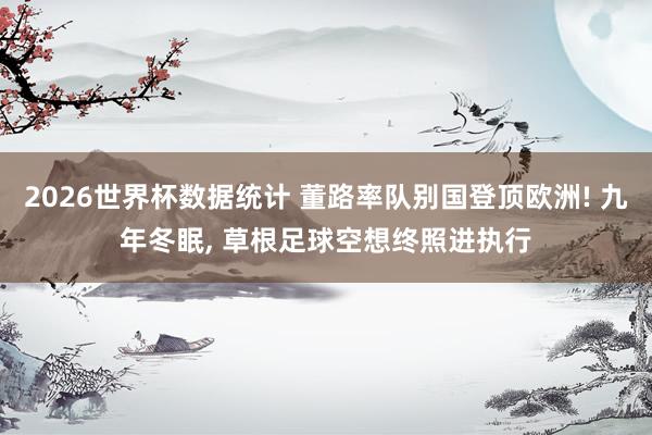 2026世界杯数据统计 董路率队别国登顶欧洲! 九年冬眠， 草根足球空想终照进执行