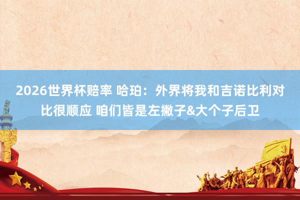 2026世界杯赔率 哈珀:外界将我和吉诺比利对比很顺应 咱们皆是左撇子&大个子后卫
