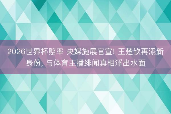 2026世界杯赔率 央媒施展官宣! 王楚钦再添新身份, 与体育主播绯闻真相浮出水面