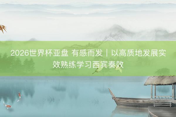 2026世界杯亚盘 有感而发|以高质地发展实效熟练学习西宾奏效