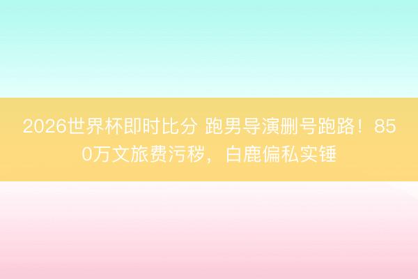 2026世界杯即时比分 跑男导演删号跑路!850万文旅费污秽,白鹿偏私实锤