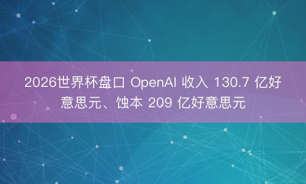 2026世界杯盘口 OpenAI 收入 130.7 亿好意思元、蚀本 209 亿好意思元