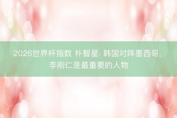2026世界杯指数 朴智星: 韩国对阵墨西哥， 李刚仁是最重要的人物
